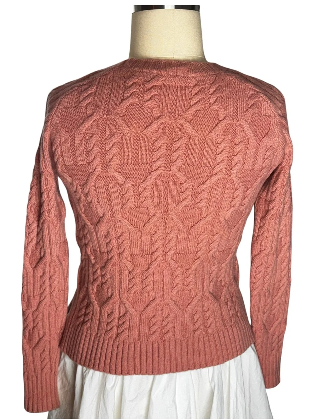 Ann Taylor Womens S Coral Alpaca Wool Cable Knit Sweater Long Sleeve Soft